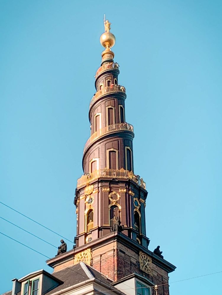 The tower of the Church of Our Saviour with its twisting golden staircase.