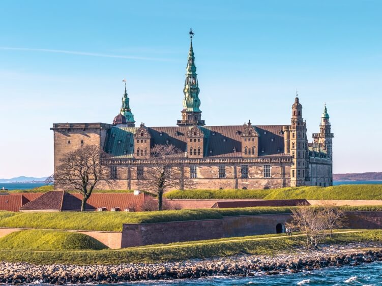 The exterior of the Kronborg Castle, the śetting for Shakespeare's Hamlet, in the town of Helsingor - one of the best Copenhagen day trips