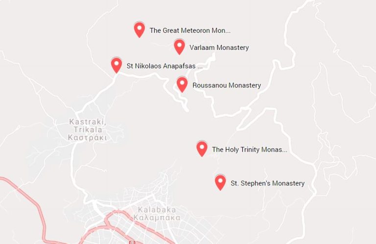 Meteora Monasteries Map