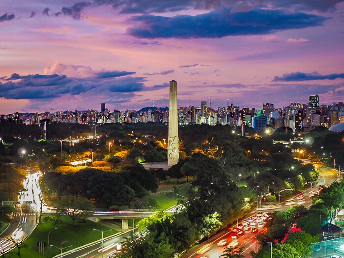 A view from Restaurant Vista over Sao Paulo skyline at sunset