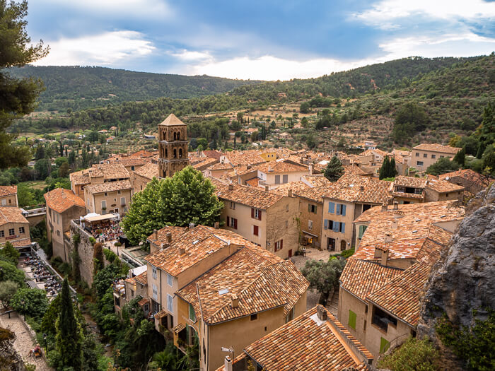 Terracotta-colored roofs of Moustiers-Sainte-Marie village, one of the best places in this 5-day South of France itinerary